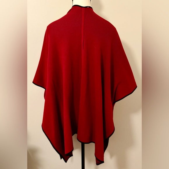 Chico's cotton blend Red Open-Front Poncho scarf shawl Reversible. One size - Picture 2 of 9